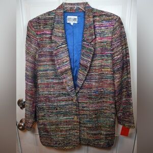Vintage City Girl Sport 1980’s Multicolor Silk Blend Tweed Sport Coat Size 10